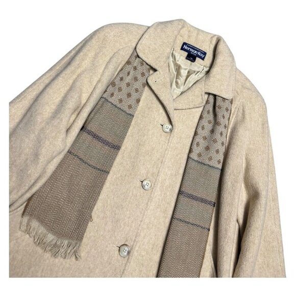 HERMAN KAY Vintage Wool Business Casual Winter Coat With SCARF Womens Petite XL - Picture 2 of 5